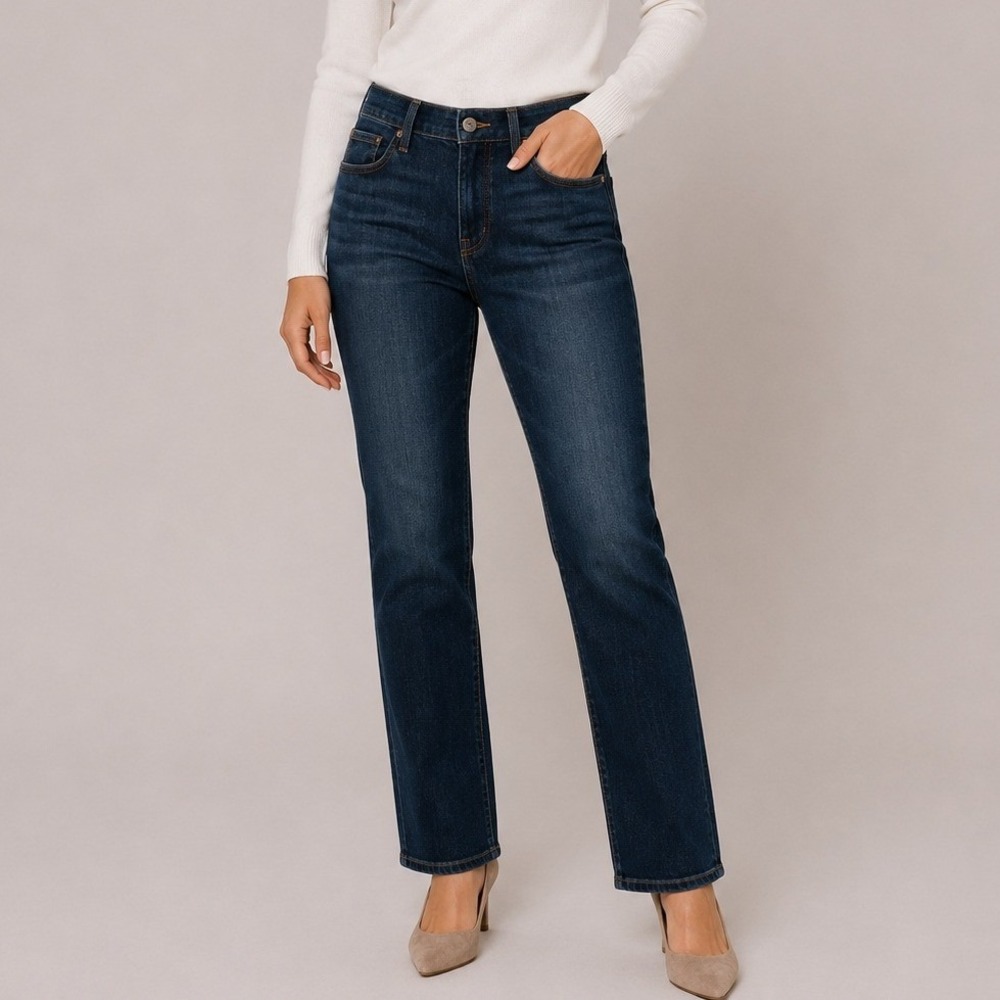 Lucky Brand Sweet Straight Jeans 36"/32" Dark Wash Blue Mid Rise Stretch Minimal